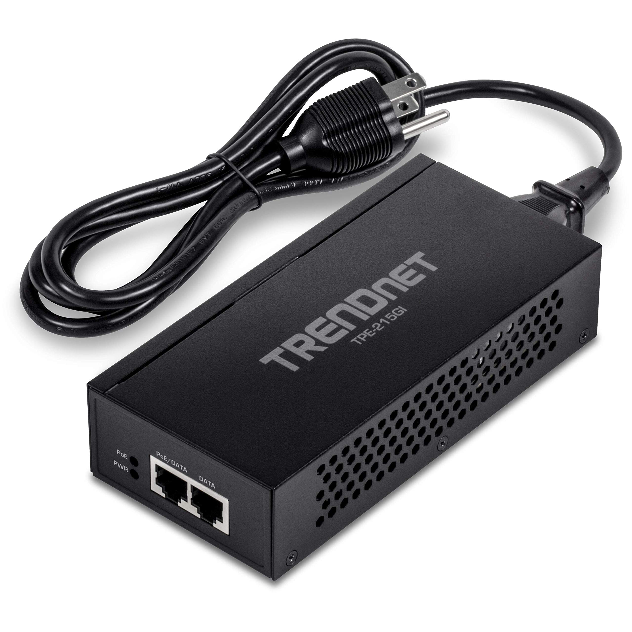 TRENDnet 2.5G PoE+ Injector, TPE-215GI, PoE (15.4W) or PoE+ (30W), Converts a Non-PoE Port to a PoE+ 2.5G Port, 2.5GBASE-T Compliant, Integrated Power Supply, Network a PoE Device Upto 100m, Black
