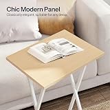 HOOBRO Side Table 2 Set Folding TV Tray Table Industrial Metal Frame Natural view 5
