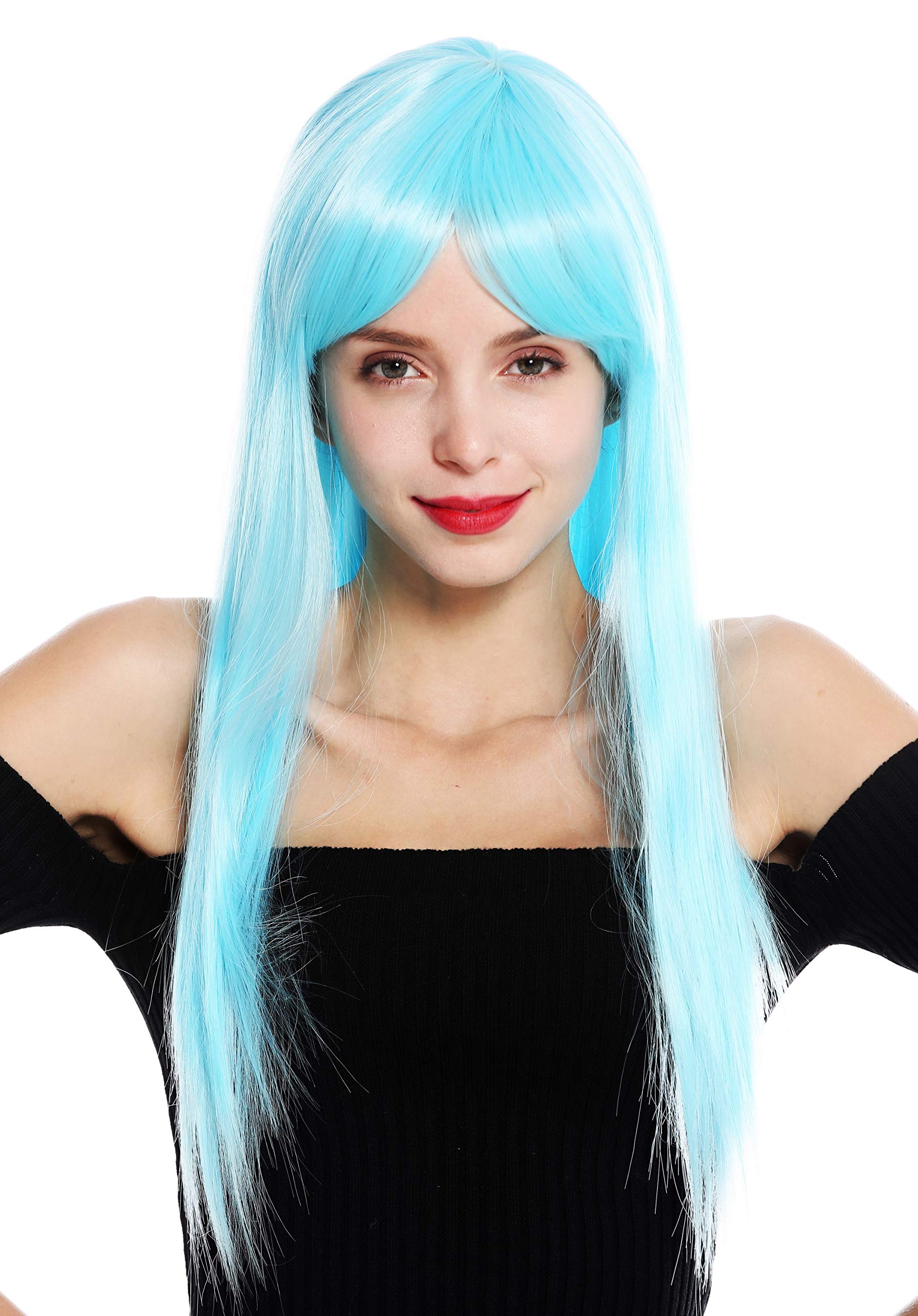 WIG ME UP - VK-8-T4516 quality women's wig long sleek long fringe blonde parted light blue ice blue