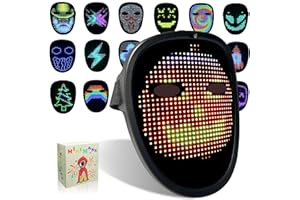 COOLGUARDER Led Mask with Gesture Sensing, Light up Mask Lighted Face Transforming Mask for Halloween Xmas Costume Party