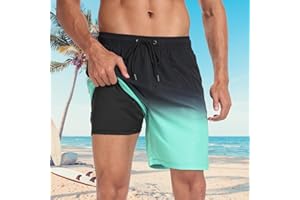 Mens Swim Trunks Swimsuits Board Beach Shorts with Compression Liner Quick Dry 7'' Inseam Trunks Board 1 Pack Swimwear