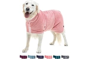 Lucky Pooch Luxurious Dog Robe Towel – Double Layer Dog Bathrobe – Fast Drying Dog Bath Towel Robe – Super Absorbent & Ultra Soft Wearable Dog Towels for Drying Dogs (S, Dusty Pink)