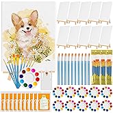 100-Pack 8x10 Inch Canvas Boards for Painting – Complete Art Kit with 50 Brushes, 20 Art Aprons & Paint Trays – Includes Mini Easel for Adults Beginners & Party Art Projects Home Deco