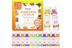DMSKY SPF 30 Lip Balm Bulk 16 Pack, Sunscreen Lip Balm Broad Spectrum UVA/UVB Protection, Travel Size Sunscreen for Lips