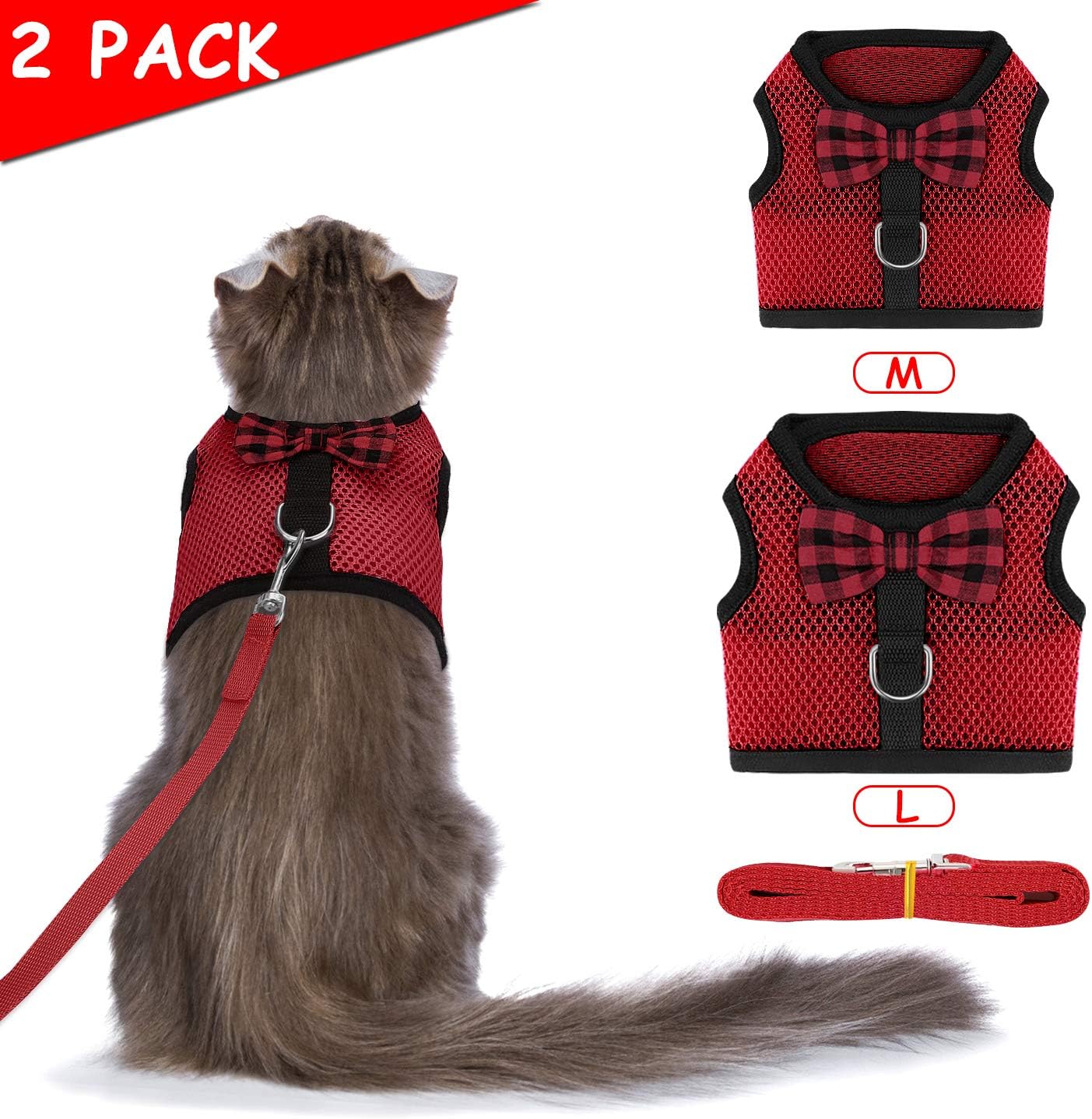Bojafa Cat Harness and Leash Set for Walking Escape Proof - Adjustable Vest Harness for Cats and Small Dogs Outdoor Walking