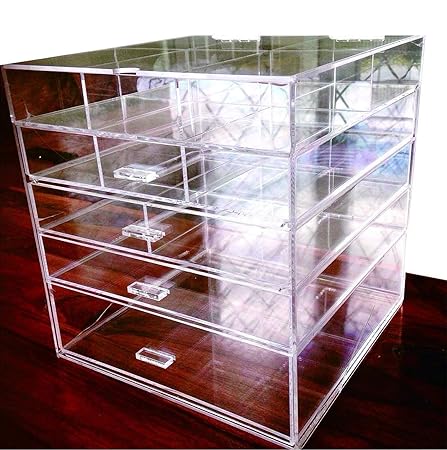 Cq Acrylic Large 5 Drawers And 11 Grids Acrylic Makeup Organizer