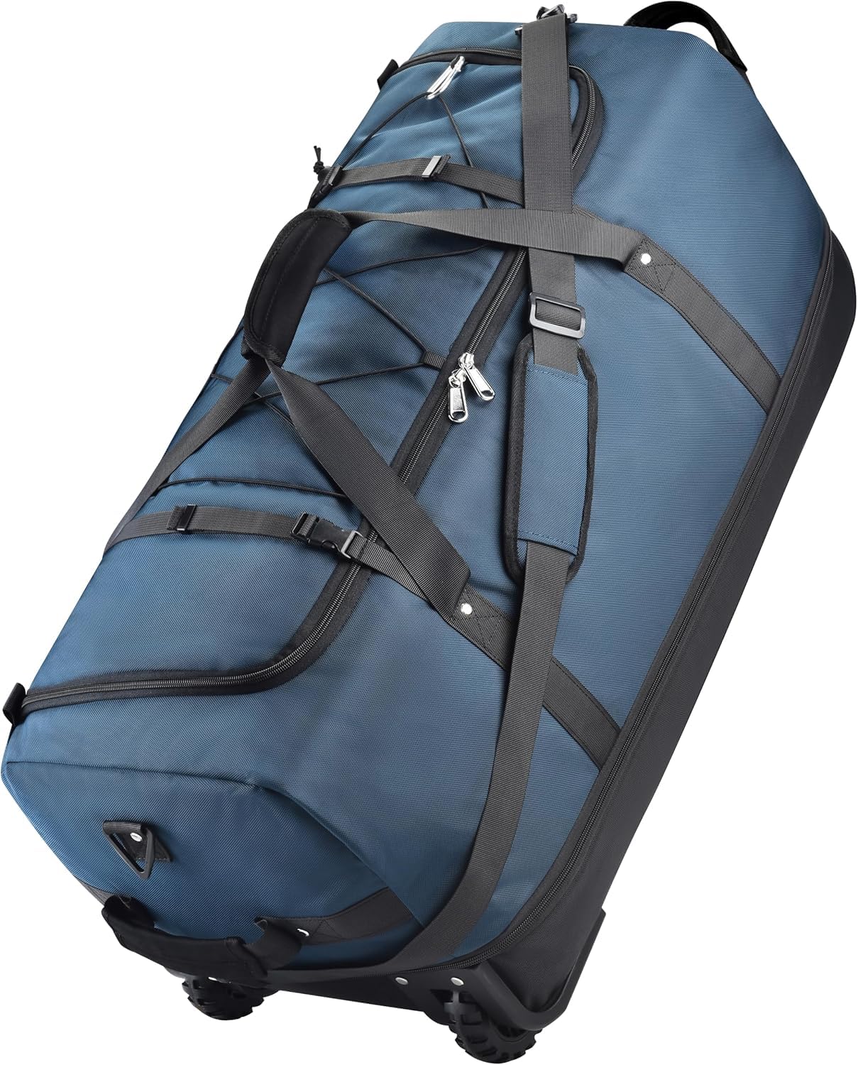 Photo 1 of XWFB Rolling Duffle Bag with Wheels,110L/140L Expandable Soft-Sided Foldable Duffle Bag with 2 Rubber Wheels,Packable 32” Rolling Carry-On with Multi-Pockets & Compartments (Dark blue)