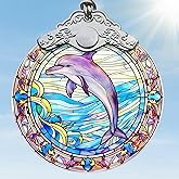 Stained Glass Christmas Ornament, Jocidea Dolphin Christmas Decorations, Christmas Tree Ornament, Dolphin Lovers Gifts, Holiday Decor and Xmas Gifts Ideas