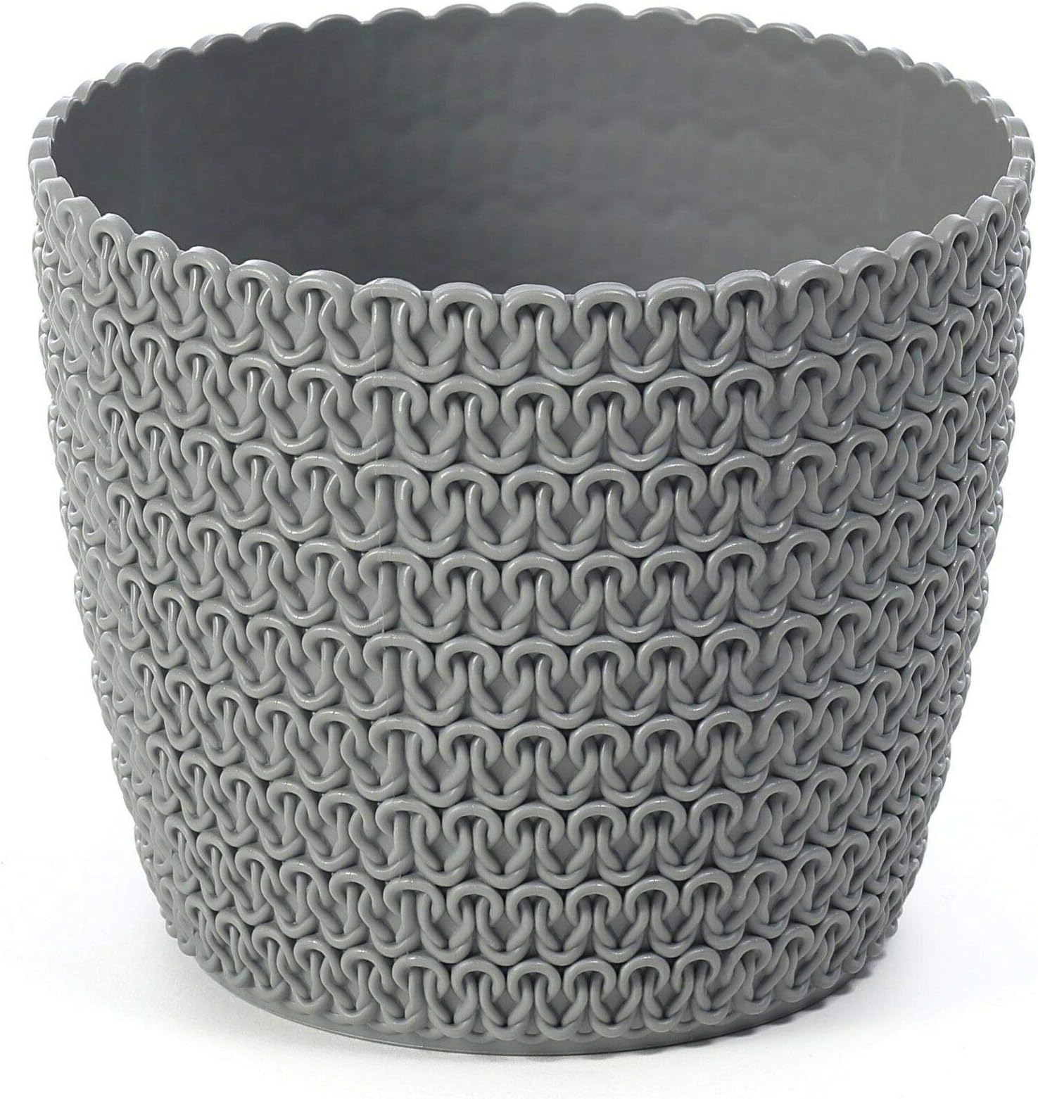 Muddy Hands Knitted Small Plant Pot Indoor Home House Decorative Planter Cover Holder Succulent Cacti Cactus Flower Herb (26cm, Grey)