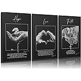 Bible Verse Christian Canvas Wall Art Faith Hope Love Inspirational Quotes Picture Black Biblical Poster Jeremiah 29 and John 3 Scripture Painting Print Artwork for Living Room Office, Unframed