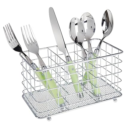 mDesign Farmhouse Modern Metal Wire Cutlery and Utensil Storage Organizer Bin for Kitchen, Pantry,