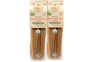 Morelli Mafalda Pasta, High Fiber Mafaldine Pasta, Imported from Italy (Ricciolina, Reginette With Bran and Double Wheat Germ) - 8.8 oz / 250 g (Pack of 2)