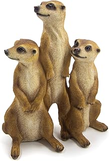 Bambelaa! 3er Set Erdmännchen Familie Figur Garten Deko Gartenfigur Groß Für Außen Zum Stellen (ca.15,5 x 7,5 x 20,5 cm)