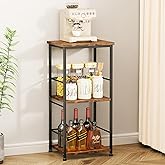 SWTYMIKI Coffee Bar Cabinet for Home - 3-Tier Sturdy Farmhouse Coffee Stand Station Multi-Purpose Buffet Sideboard - Kitchen Bar Table for Living Room, Corner, Small Space, Espresso