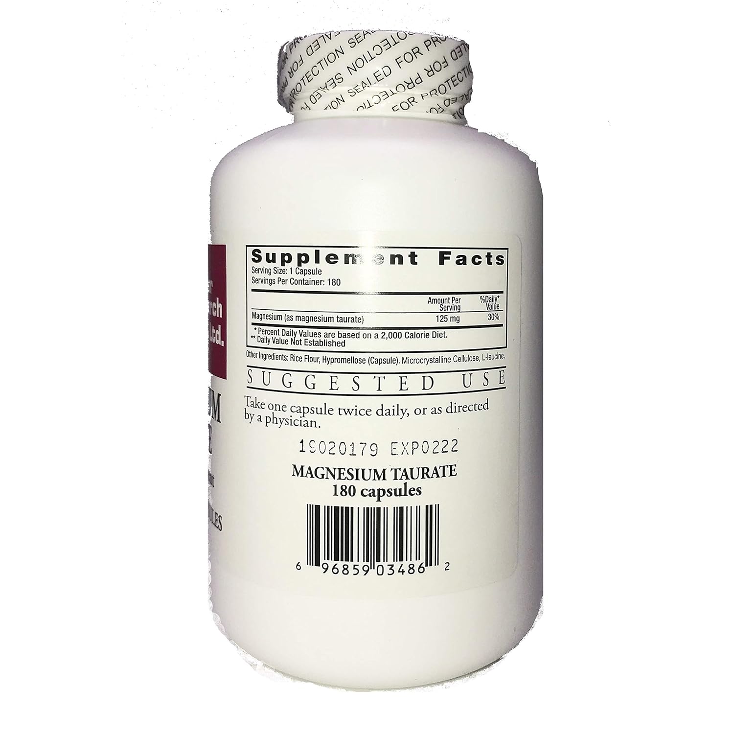 Ecological Formulas Magnesium Taurate 125 mg 180 Capsules 696859034862