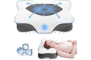 Anvo Cervical Pillow for Neck Pain Relief - Memory Foam Pillow for Neck and Shoulder Pain - Neck Pillows for Pain Relief Sleeping - Ergonomic Pillow for Side Back Stomach Sleeper - Grey Standard Firm