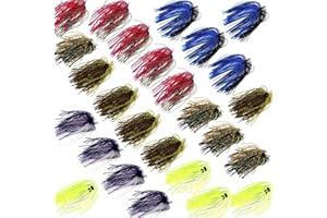 JOGFFDE 12/24 Bundles Silicone Jig Skirts 50 Strands Bass Fishing Jigs Spinnerbait Skirts Replacement Kit Squid Jig Spinner Bait DIY Fishing Lures