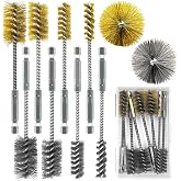 Attoshow 8 Pcs Bore Brush Set - 304 Stainless Steel &amp; Brass Drill Wire | Bore Cleaning Brushes with 1/4" Hex Shank for Power Drills Ports Tubes Bearings Cleaning Parts, 3/8'' 1/2'' 3/4'' 7/8''