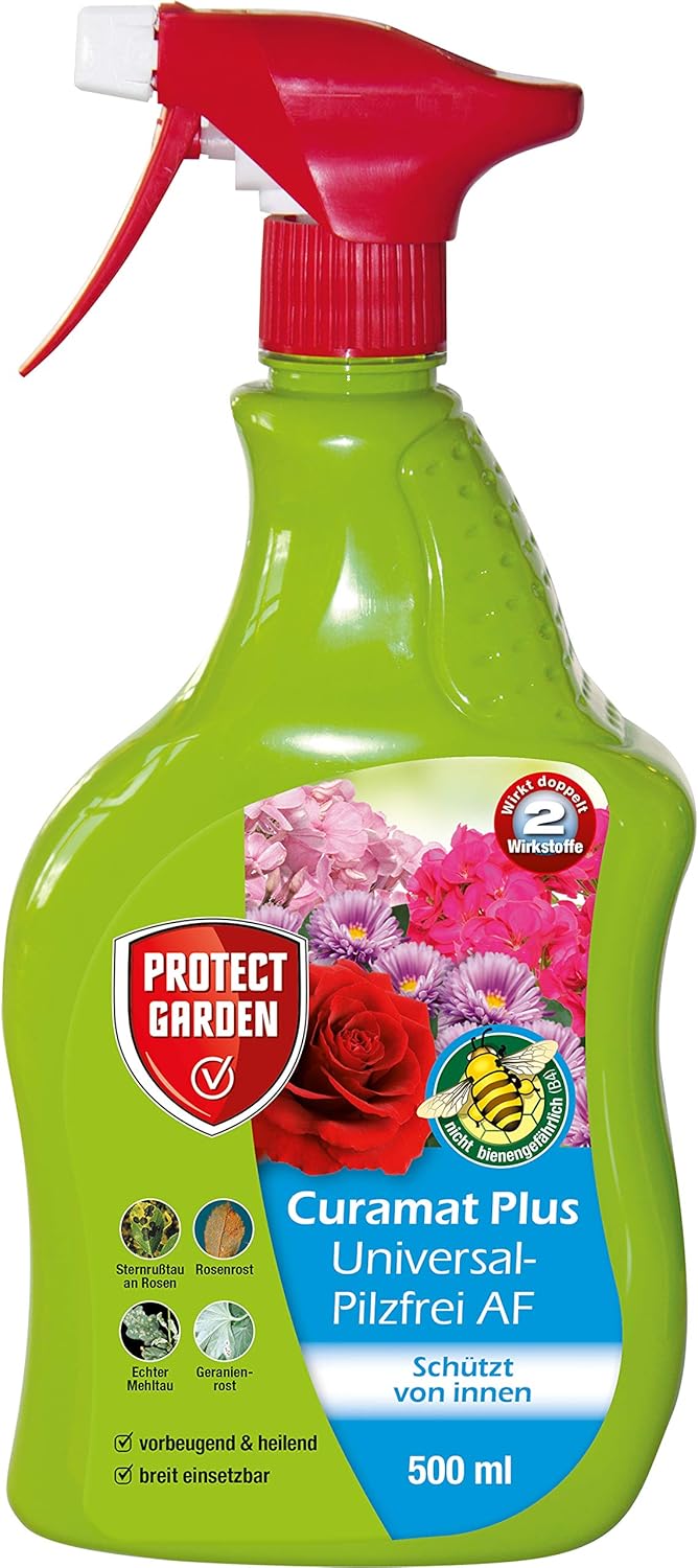 PROTECT GARDEN Curamat Plus Universal-Pilzfrei AF (ehem. Bayer Garten Baymat), anwendungsfertiges Spray gegen Pilzkrankheiten an Rosen, Zierpflanzen und Gemüse, 500 ml