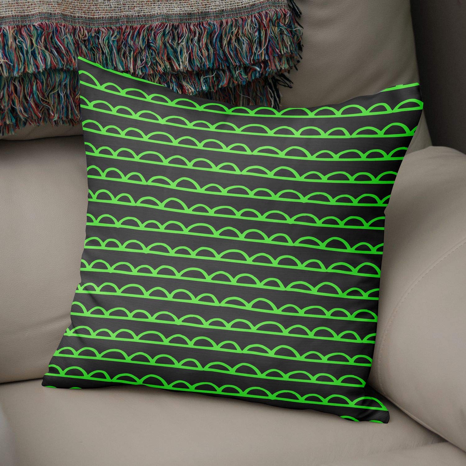 Bonamaison Decorative Cushion Cover, Polycotton, Green, Standard