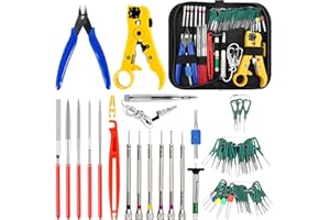 POVTIMS Terminal Removal Tool Kit, Wire Release Depinning Tools, Electrical Connector Pin Extractor Set with Stripper Cutter, Needle File, Car Light Circuit Tester