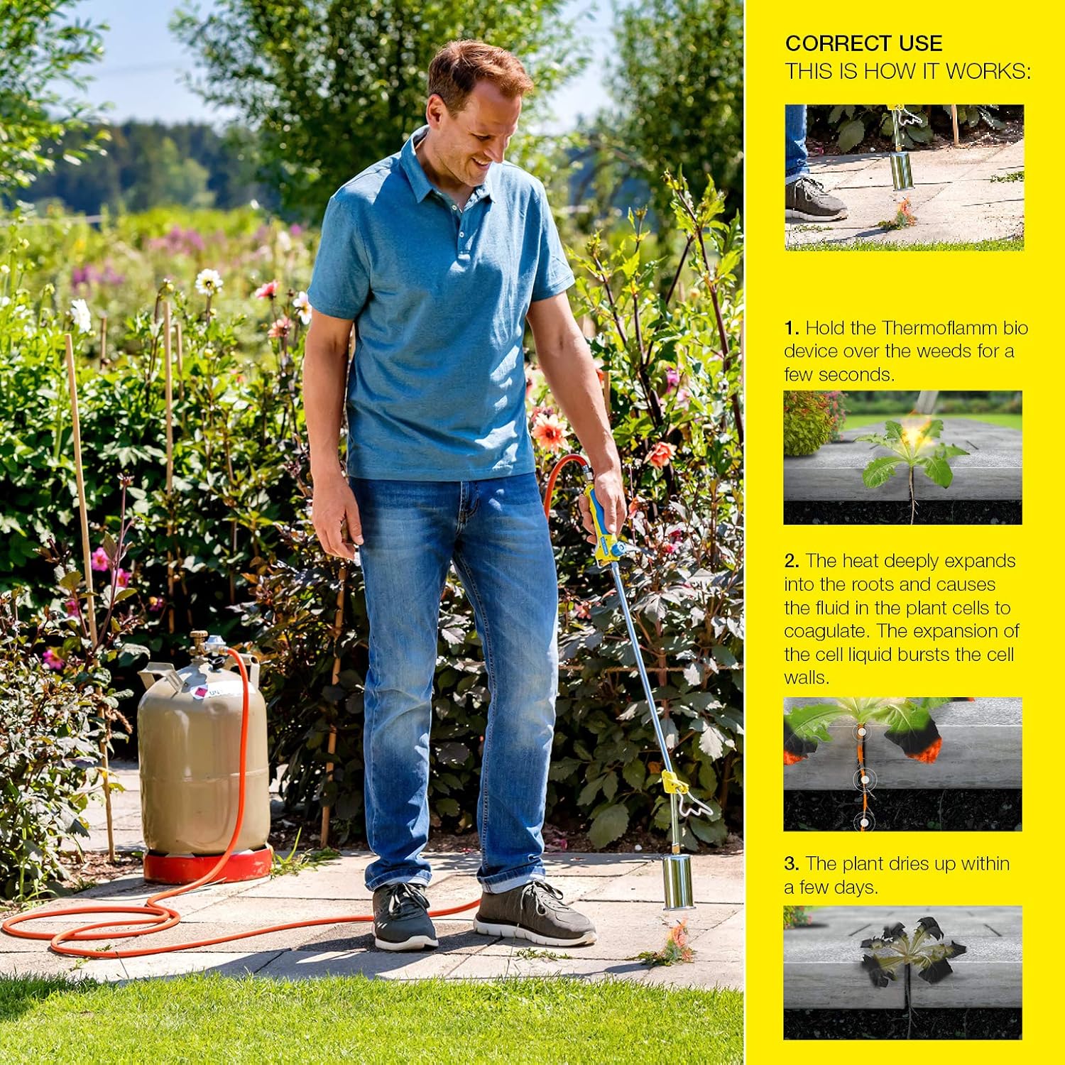 gloria Thermoflamm BIO Professional PLUS - Gas weed killer | For connecting to a pressurised gas cylinder | Easy handling | Weed free garden and patio | Eco friendly weed burner for large areas - Image 4
