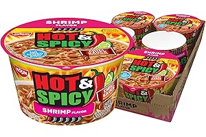 Nissin Hot & Spicy Ramen Noodle Soup, Shrimp, 3.27 Ounce (Pack of 6)