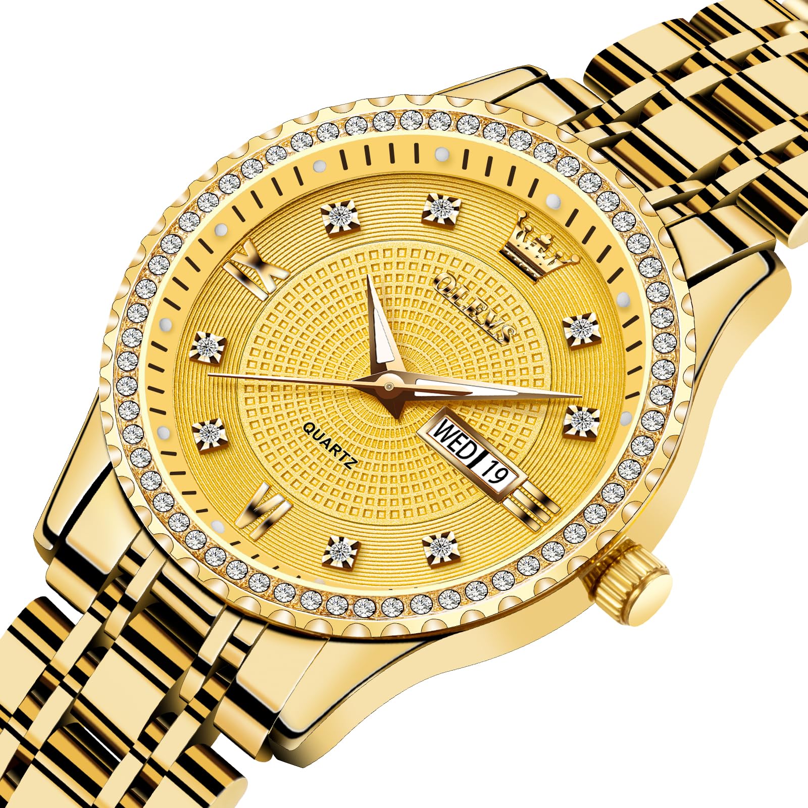 OLEVS Womens Watches Small Face Ladies Watches for Women with Day Date Diamond Silver Gold Two Tone Stainless Steel Waterproof Analog Reloj para Mujer Classic Fashion Dress Quartz Womens Wrist Watch