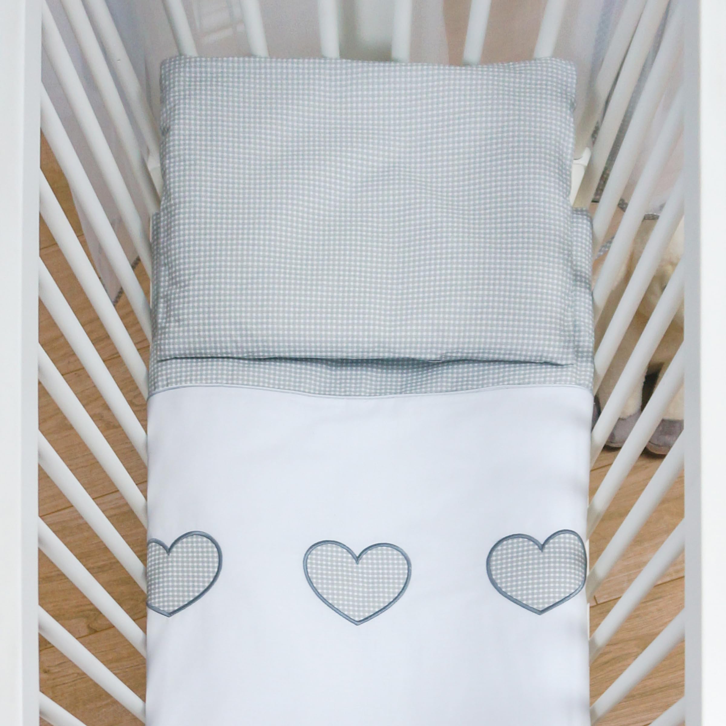 Baby Comfort 2 Piece Baby Kids Bedding Set 80x70 cm Duvet Cover & Pillowcase 12M+ (Heart Grey)