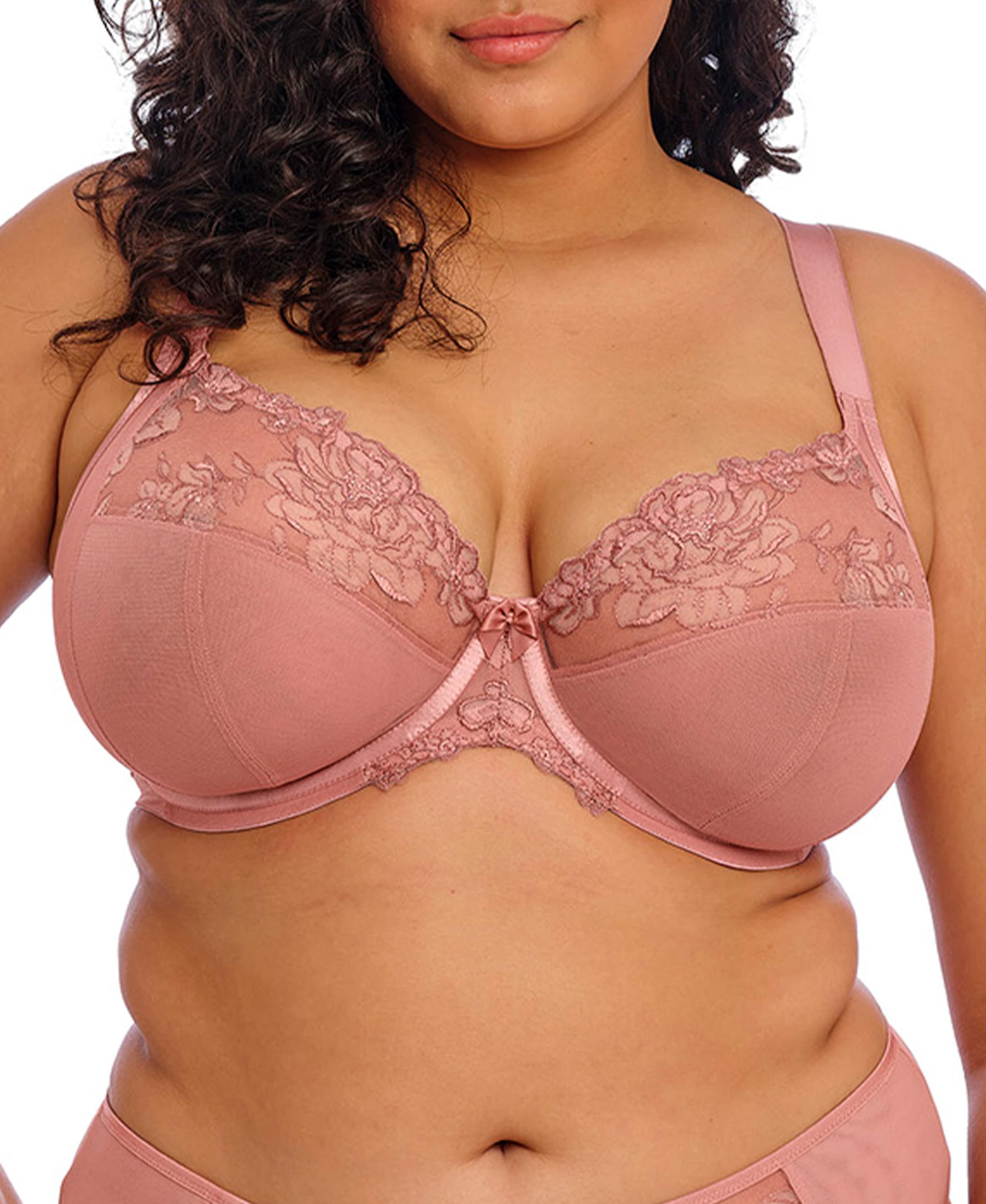 Elomi Women’s Teagan Plus Size Underwire Plunge Bra, Ash Rose, 40E