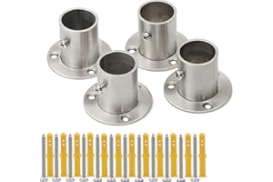 Pxyelec Stainless Steel Closet Rod Flange Holder for Outside Diameter 1 inch ( 25mm ) Steel Pipe, Pack of 4