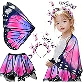 iROLEWIN Kids Toddler Butterfly-Wings-Costume for Girls Dress-Up Fairy-Wings Tutu Headband Christmas Birthday Gifts Toys 3+