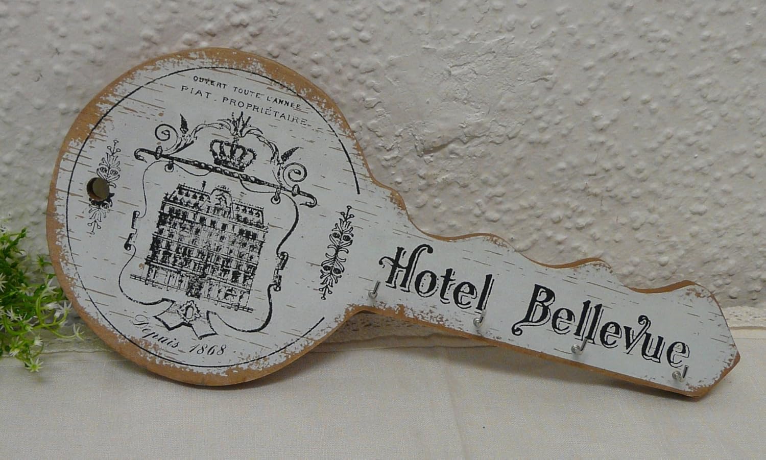 Vintage Deko Holz Schlüsselbrett ~ SCHLÜSSEL ~ mit 4 Haken: Amazon.de