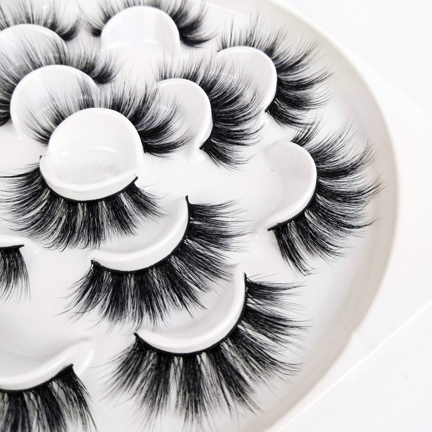 Veleasha 5D Faux Mink Lashes Handmade Luxurious Volume Fluffy Natural False Eyelashes 7 Pairs | Dubai : Beauty