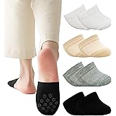 Women's Toe Topper Socks Cotton Half Socks for Women Grip Non Slip Liner No Show Toe Covers for Mules 6/8 Pairs