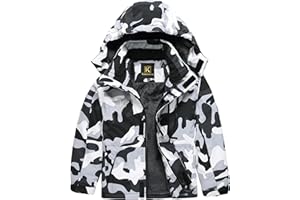 Keevoom Boys Winter Coat Ski Jacket Windproof Kids Snowboard Warm Fleece Snow Coat Waterproof Outdoor Hooded Ski Coats