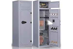 KAER 10-12 Gun Safe,Rifle Gun Safe for Home Rifle and Pistols,Gun Safes & Cabinets,Metal Gun Cabinet for Rifles and Shotguns,Shotguns Rifle Safe with Digital Keypad, Adjustable Shelves (Grey)