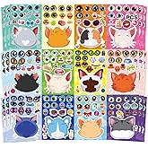 36 Sheets Cat Make a Face Sticker Sheets for Kids Todder, Make Your Own Stickers with 12 Cat Face Designs for Kids Birthday Party Favor Supplies Craft