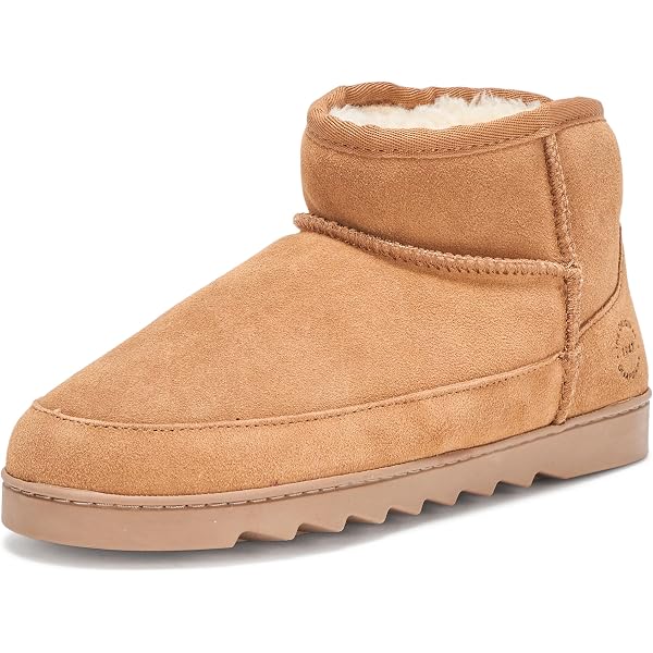 Dearfoams Fireside Women's Shearling Ankle Boot Slippers - Water-Resistant, Chestnut - View #7