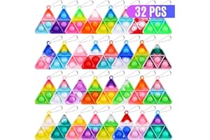 DODOLOL 32 Pack Kids Party Favors Fidget Toys Bulk Mini Pop Fidget Keychain Its Birthday Party Favors for Kids 4-8,8-12 Year Small Kid Classroom Prizes Fidgets It Bubbles Students Goodie Bag Stuffers