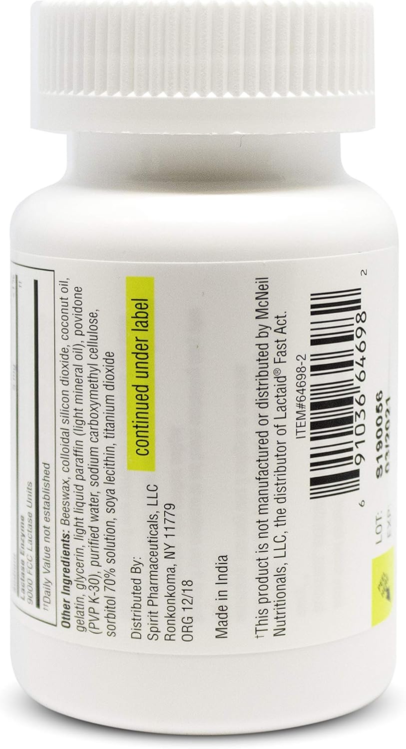 ValuMeds Fast Acting Dairy Relief Lactose Enzymes, 120 Softgels, Help Prevent Gas, Bloating, Diarrhea, Intolerance, or Sensitivity, Comparable to Lactaid: Health & Personal Care