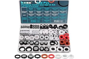 KEZE 24 Sizes Plumbing Washers Assorted Kit 165 PCS Garden Hose Washer Rubber Self Locking Tabs & Shower Head Silicone Gasket Seals,Water Hose Washers with Screen Filter for Repair Connection
