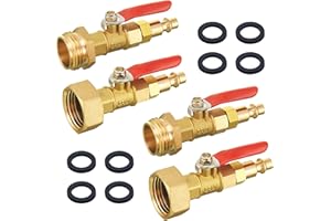 M MINGLE RV Winterize Blowout Adapter Kit 4 PCS with 1/4" Quick Connect Plug and 3/4" Garden Water Hose Threading, Winterize Quick Adapter with Ball Valve for RV Boat Camper Trailer