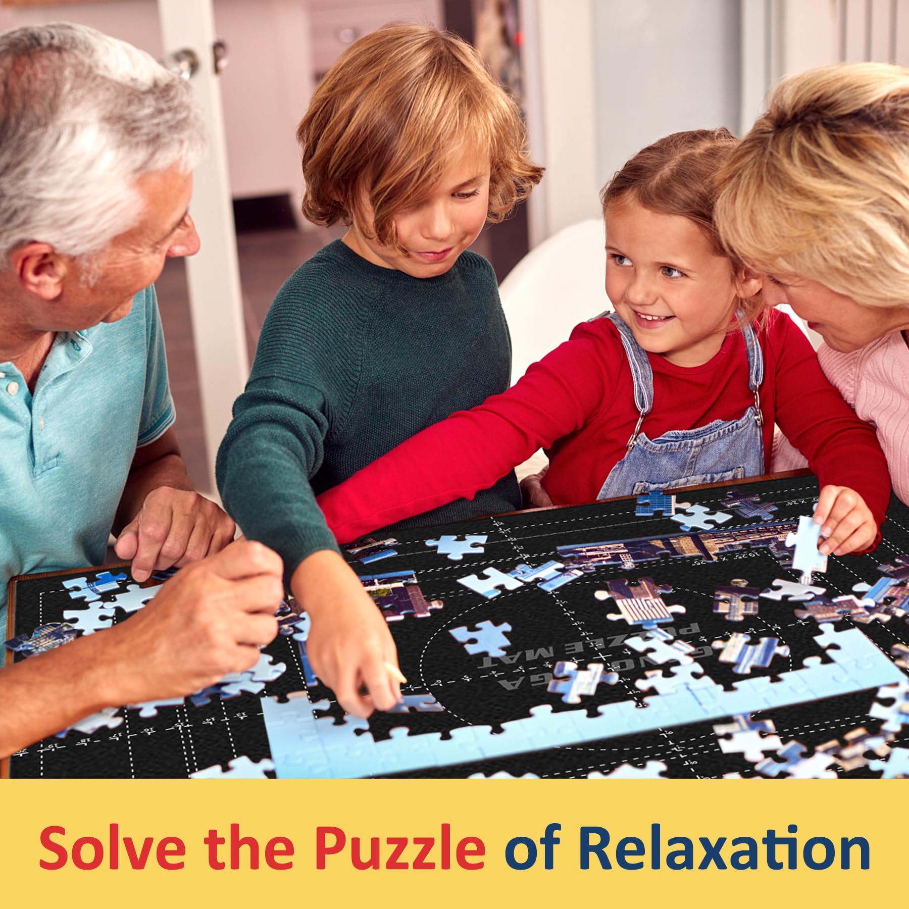 Puzzle Mat Roll Up Puzzles Board for Jigsaw Up to 2000, 1500, 1000, 500 Pieces Large Portable Table Saver Mats Puzzle Keeper Cover with Sorter Trays Storage Bag Kit Holder Organizer Pad for Adults Kid