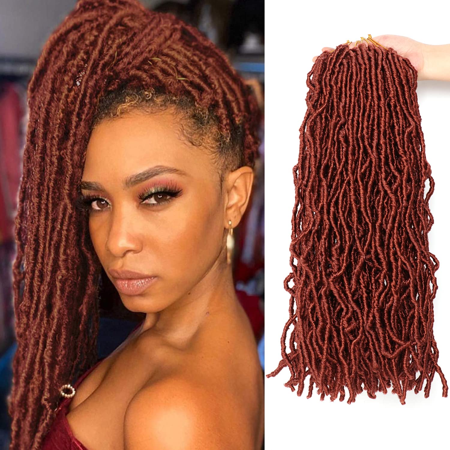 18 Inch Faux Locs Crochet Hair Extensions for Black Women Goddess Locs Crochet Braids Braiding Hair Extension (18Inch (Pack of 7), #350)