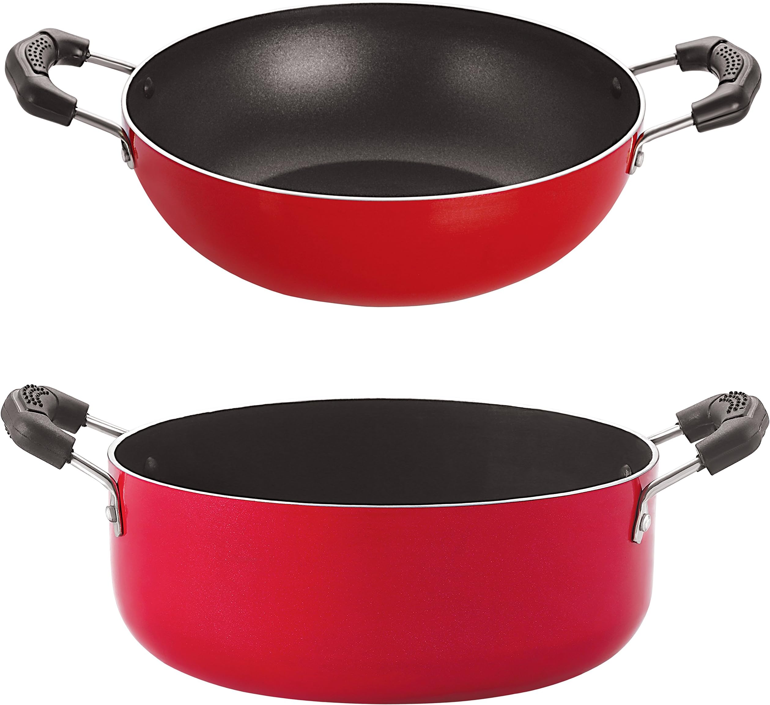 Nirlon Non-Stick Gas Compatible Kadhai and Casserole 2 Piece Cookware Set