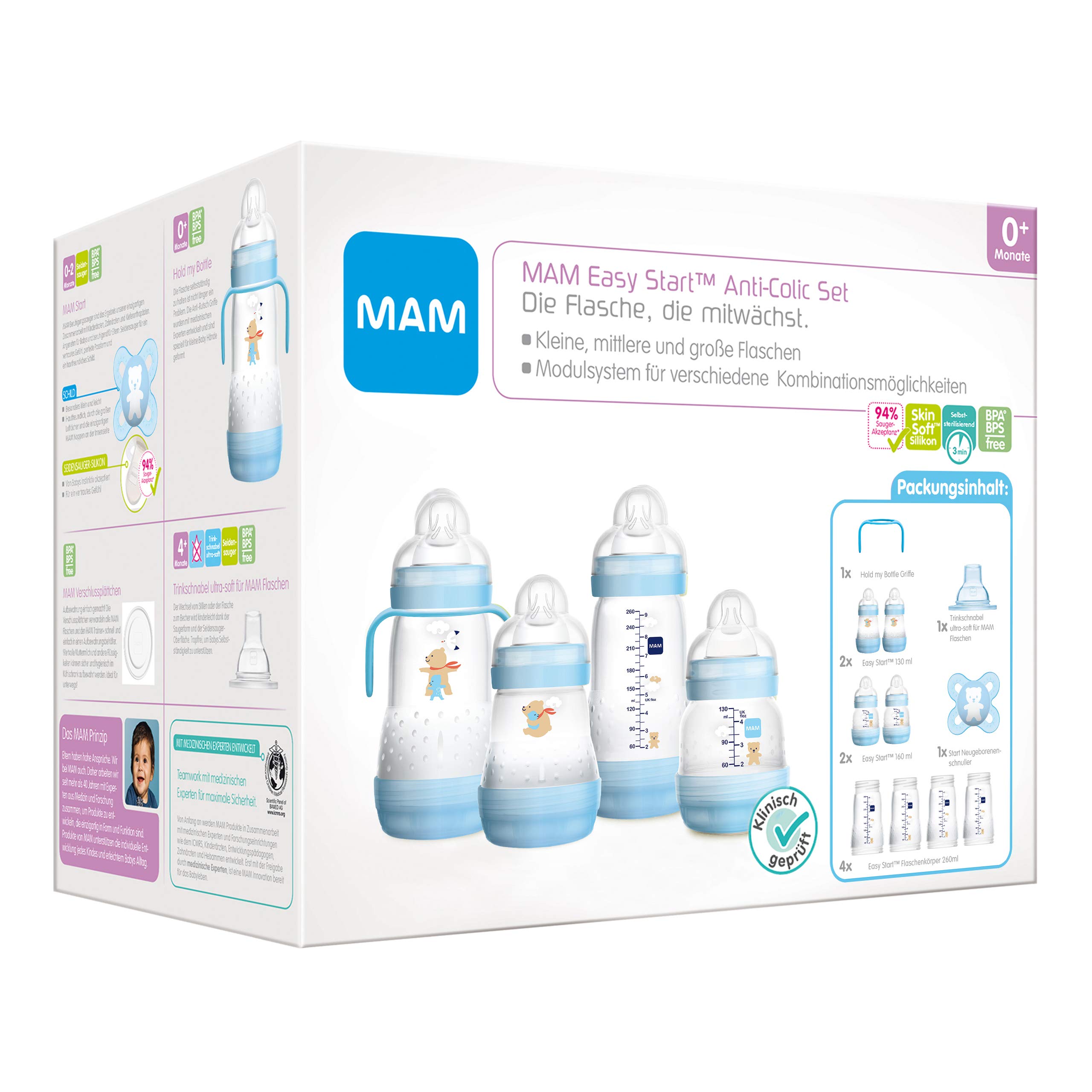 MAM Easy Start Anti-Colic Baby Bottle Set with Dummy Bottles etc. Baby Gift Set from Birth, Bear
