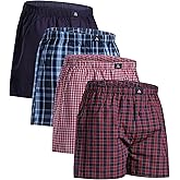 DANISH ENDURANCE Men's 100% Cotton Woven Boxers (4 & 6-Pack) – Loose Fit, Breathable & Lightweight Comfort