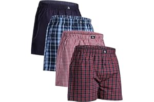 DANISH ENDURANCE Men's 100% Cotton Woven Boxers (4 & 6-Pack) – Loose Fit, Breathable & Lightweight Comfort