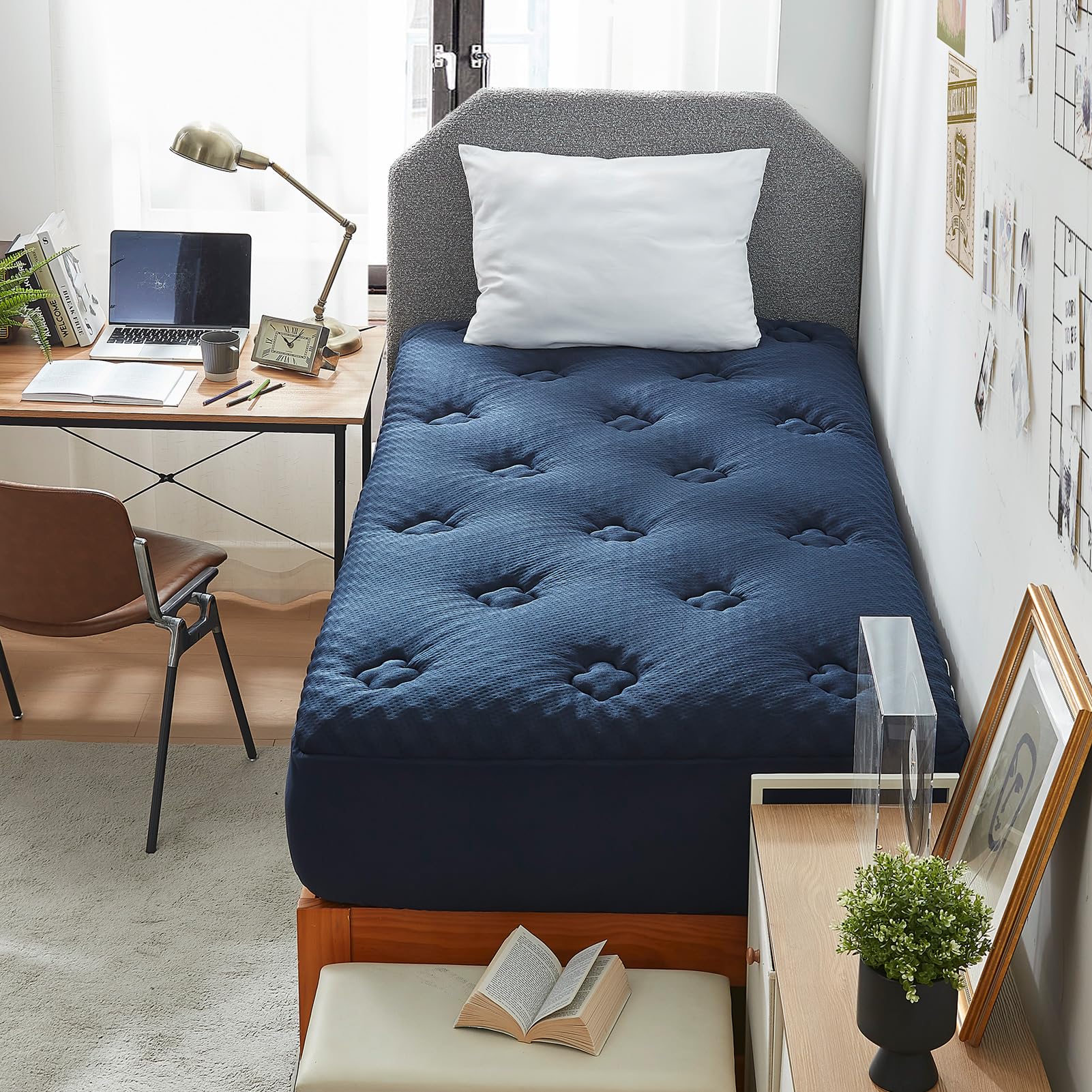 Hansleep Twin Mattress Pad Topper Memory Foam, Twin Foam Mattress Topper Viscose Derived from Bamboo, Twin Size Bed Mattress Pad Cover for Back Pain Relief, 39